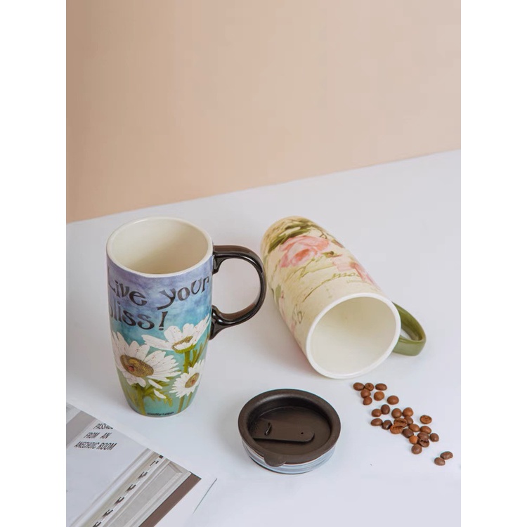 Cốc sứ,ly sứ 500ml họa tiết xinh xắn-Decor-Qùa tặng bạn bè và người thân