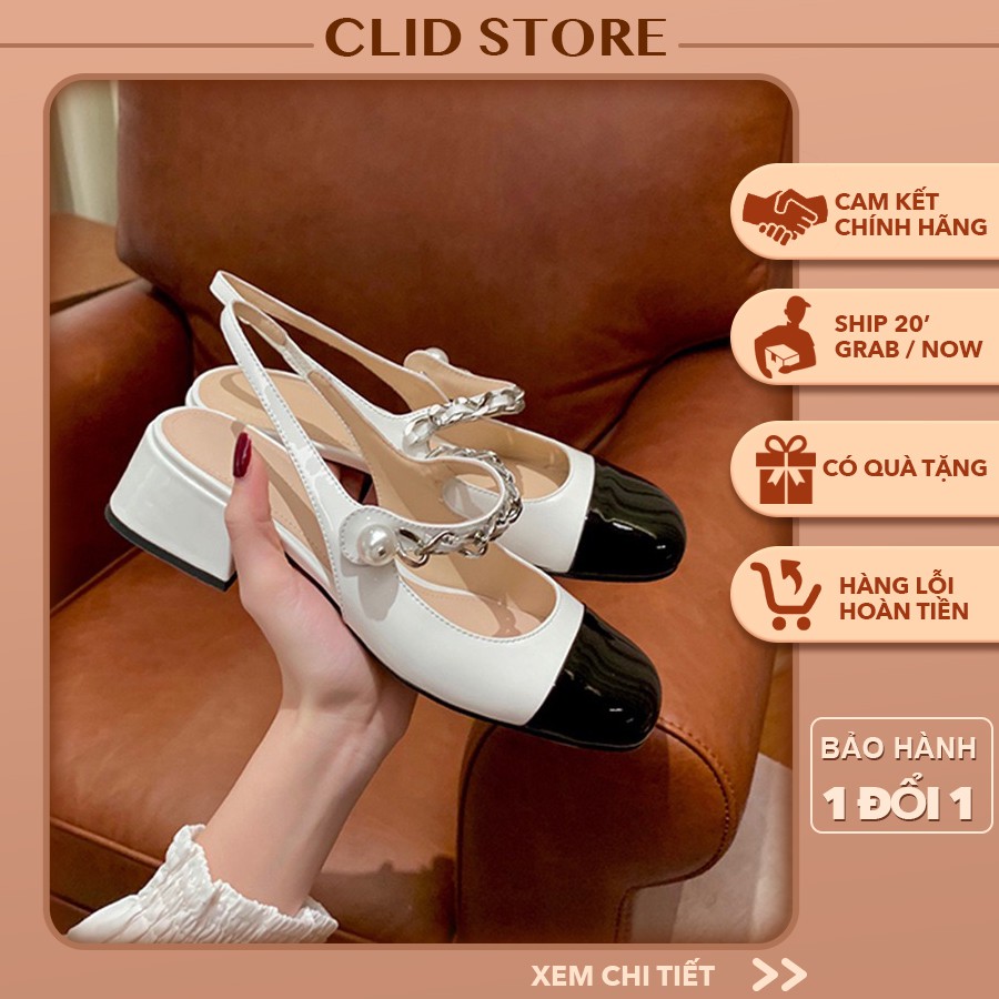 Giày sandal cao gót nữ công sở mũi tròn đế vuông Mary Jane kiểu dáng thời trang ClidStore,  MSP: 2099