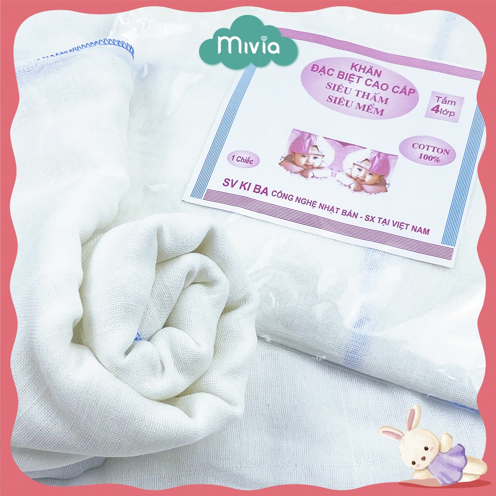Khăn tắm cho bé sơ sinh, khăn xô tắm cho bé Kiba 4 lớp, 6 lớp