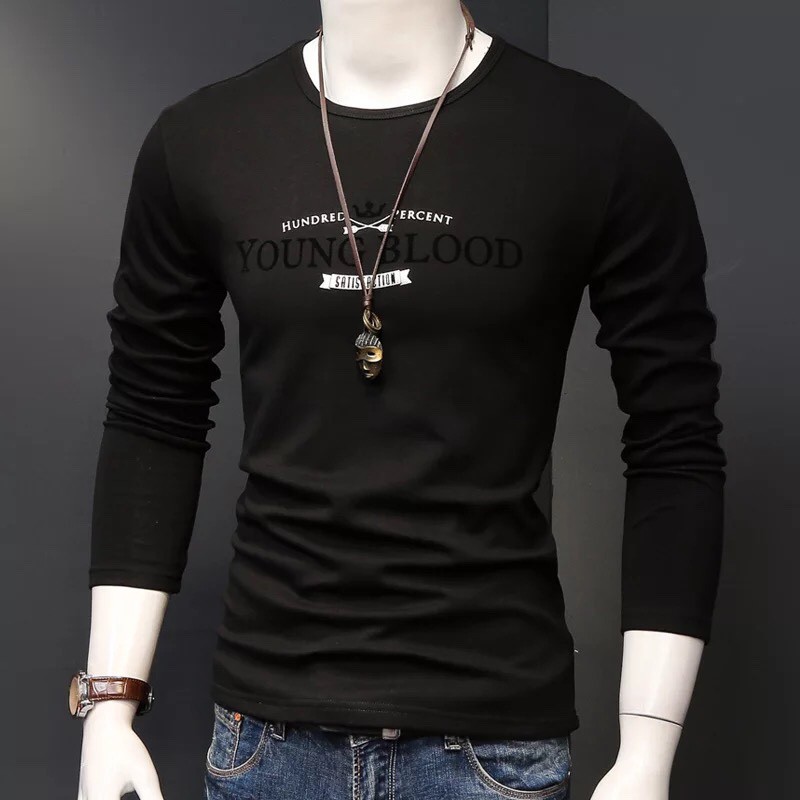 Áo thun tay dài nam vải Thun Cotton Cao cấp phong cách Hàn Quốc  - YOUNG BLOOD