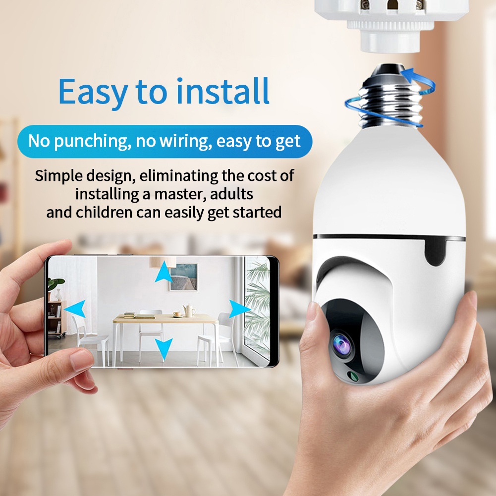 5G/2.4G Wifi E27 Bóng Đèn Camera Giám Sát Ban Đêm Tự Động Con Người Theo Dõi 4X Video Zoom Số An Ninh màn Hình Cam