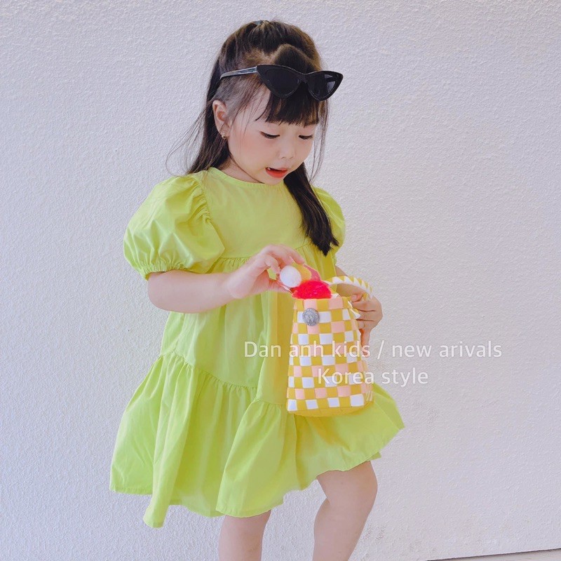 ĐẦM BABY DOLL VÀNG CHANH SUMMER CHO BÉ GÁI