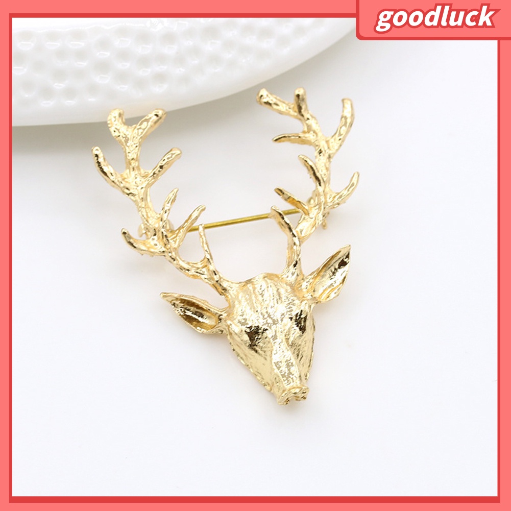 Ghim Cài Áo Hình Đầu Hươu Đính Đá Nhân Tạo Thời Trang Cho Nam Nữ
