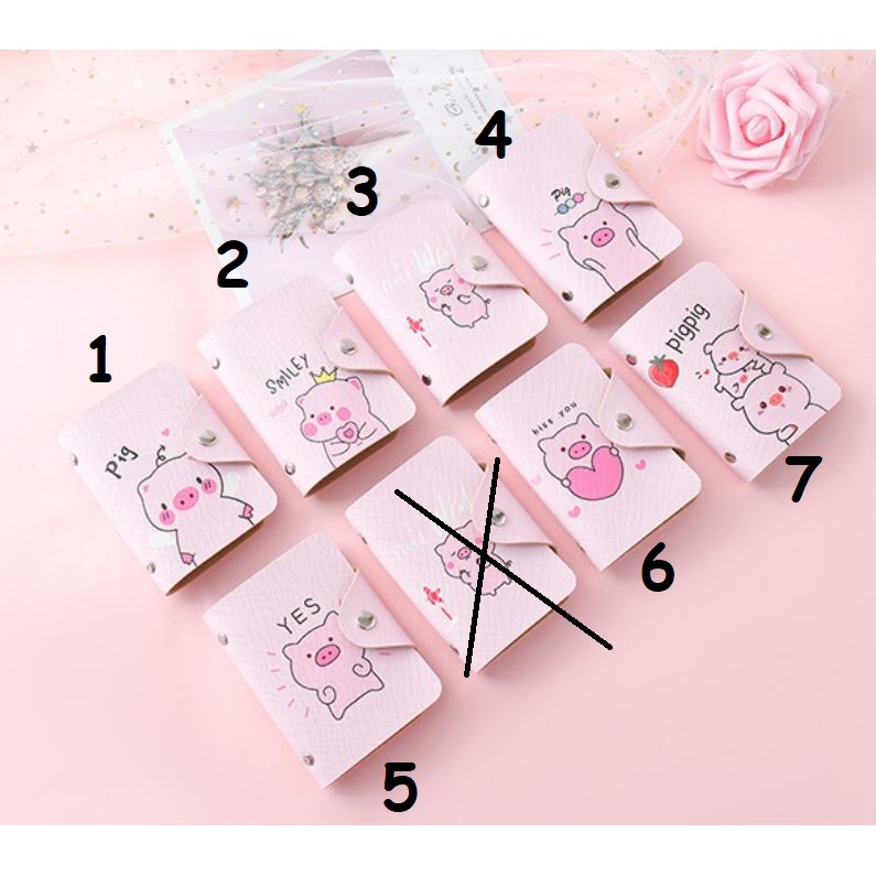 Ví da cầm tay đựng card nhiều mẫu đáng yêu: heo hồng, hoa, cây, mèo ...