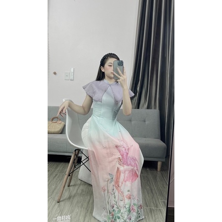 Áo Dài Cách Tân Ngoc Tiên ,Áo Dài In Hình Nàng Tiên Cách Hoa