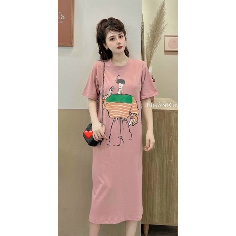 Mẫu HOT Đầm Cotton Dáng Suông Có In Hình Siêu Dễ Thương Mặc Nhà Đi Chơi Thoải Mái Siêu Đẹp UP