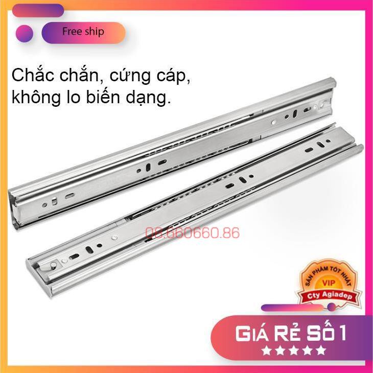 ⚡ FREE SHIP ⚡ [CHÍNH HÃNG]Bộ 02 Thanh ray bi trượt hộc tủ, ngăn kéo - Siêu Cao cấp GIẢM CHẤN SUS304 ADG 100 năm ko rỉ