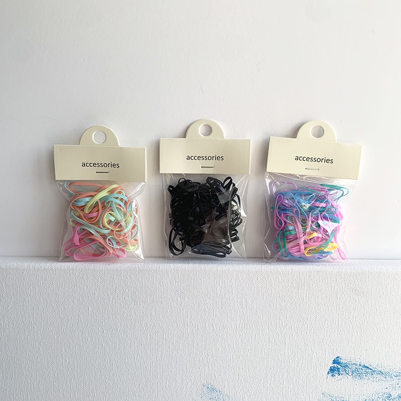 Set 100 Dây Thun Buộc Tóc Nhiều Màu Sắc Dày Dặn Độ Co Giãn Cao Dành Cho Nữ