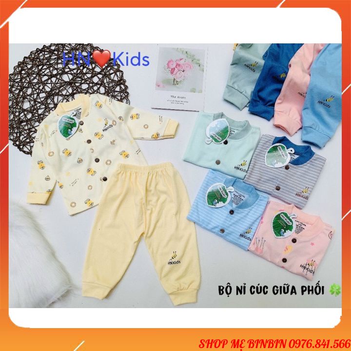 Bộ dài tay thu đông chất nỉ HNKIDS cho bé trai bé gái từ sơ sinh tới 1 2 3 4 5 6 7 8 9 10 11 12 13 14 15 16 17 18 tháng