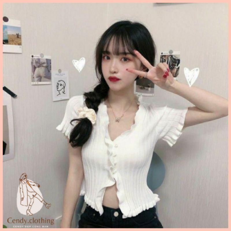 [Hàng Cao Cấp Loại 1 + Ảnh Thật] Áo Croptop Cổ V Chất Len Cao Cấp Cendy Clothing - CD082 | BigBuy360 - bigbuy360.vn
