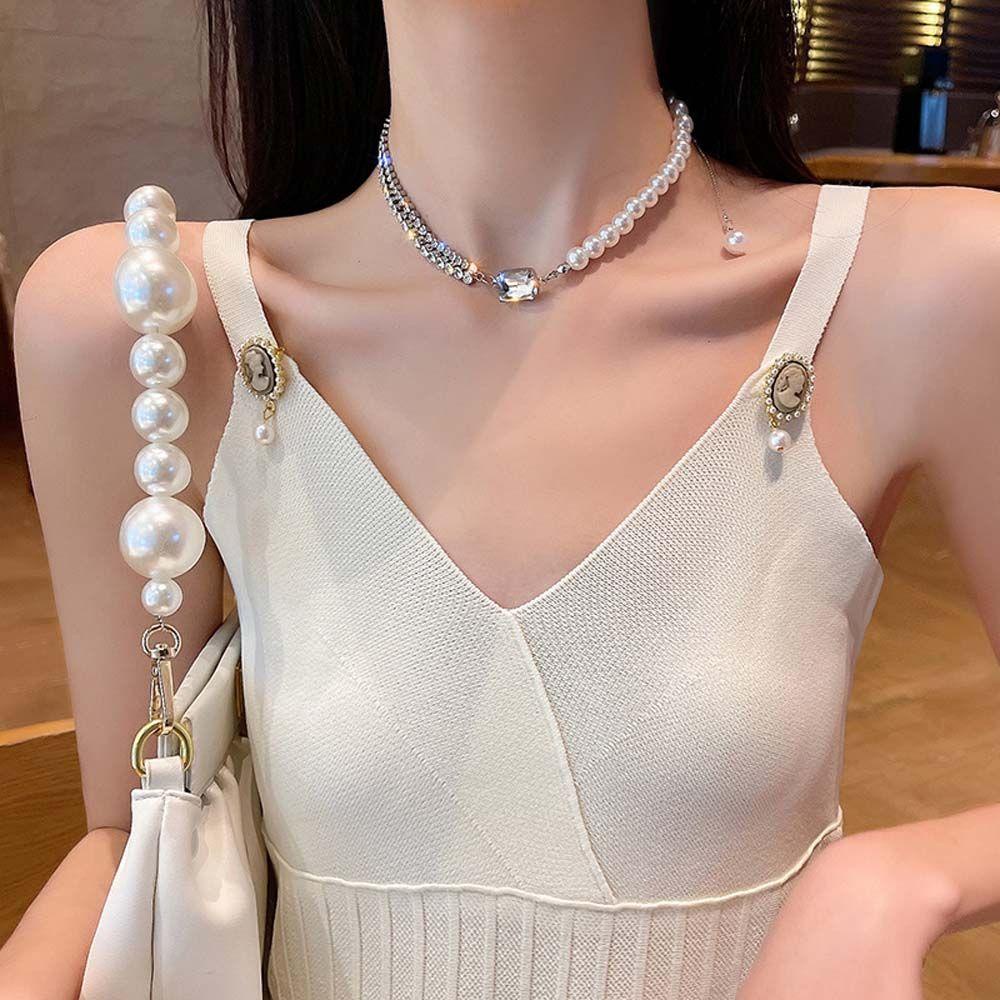 Vòng Cổ Nữ VANES1 VANES1|Dây Chuyền Chuỗi Hạt Kim Loại Nhiều Màu Sắc Phong Cách Hip Hop Punk Cá Tính|Vòng Cổ Choker Bất Đối Xứng