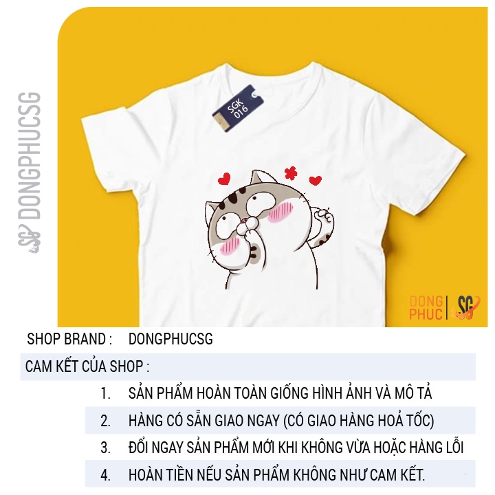 Áo thun mèo bụng bự Ami dễ thương mẫu SGK016T phông unisex nam nữ thun mềm mịn màu trắng | SG