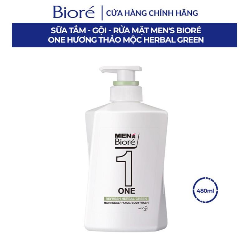 Sữa Tắm Gội Rửa Mặt Men’S Bioré One Hương Thảo Mộc , hương nước hoa 480Ml