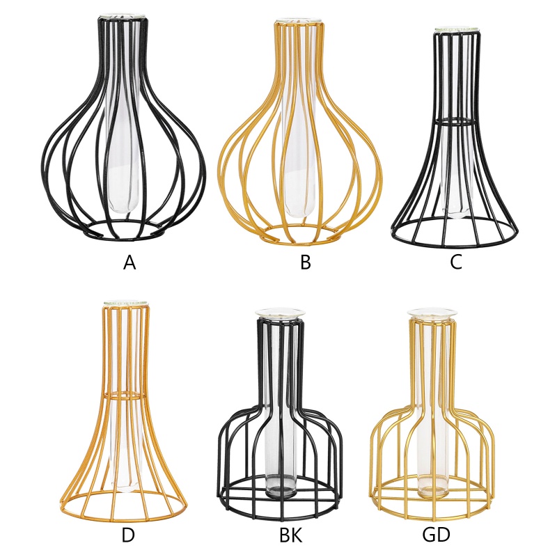 Chậu Trồng Cây Thủy Tinh Để Bàn Kèm Giá Đỡ Kim Loại Tiện Dụng