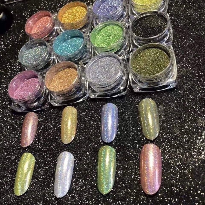 set nhũ tráng gương cầu vòng 12 màu