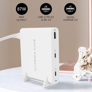 Củ Sạc Mabook Pro, iPad Pro, iPhone 12, Note 10+HYPERJUICE HJ-PD87 100W (02 PD 3.0/QC 4.0 & 01 USB-A QC 3.0)