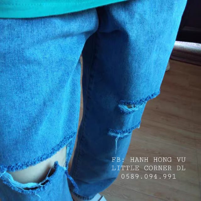Quần retro baggy jeans ống suông dài nút hông rách xẻ kèm ảnh thật ulzzang unisex