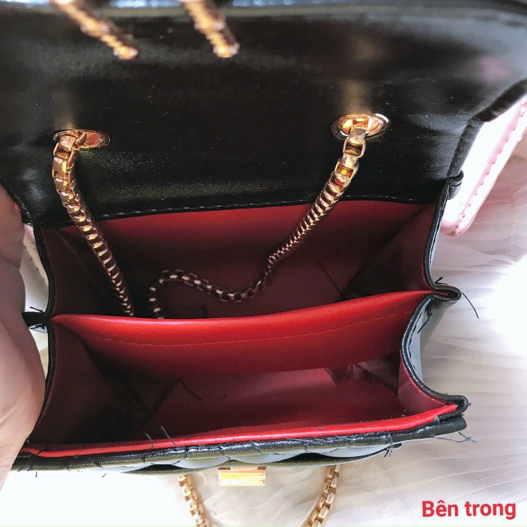 Túi xách nữ  FreeShip  Mẫu Khóa Xoay Chữ Y mini bốn màu Đen -Trắng - hồng - vàng dùng đeo chéo đựng ví tiền nhỏ gọn