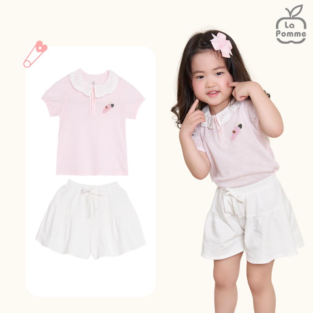 Bộ cộc tay La Pomme thời trang bé gái mềm mại đi học đi chơi thoải mái