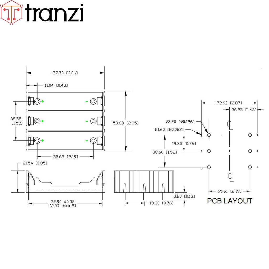 Đế pin 18650 3 cell hàn cắm