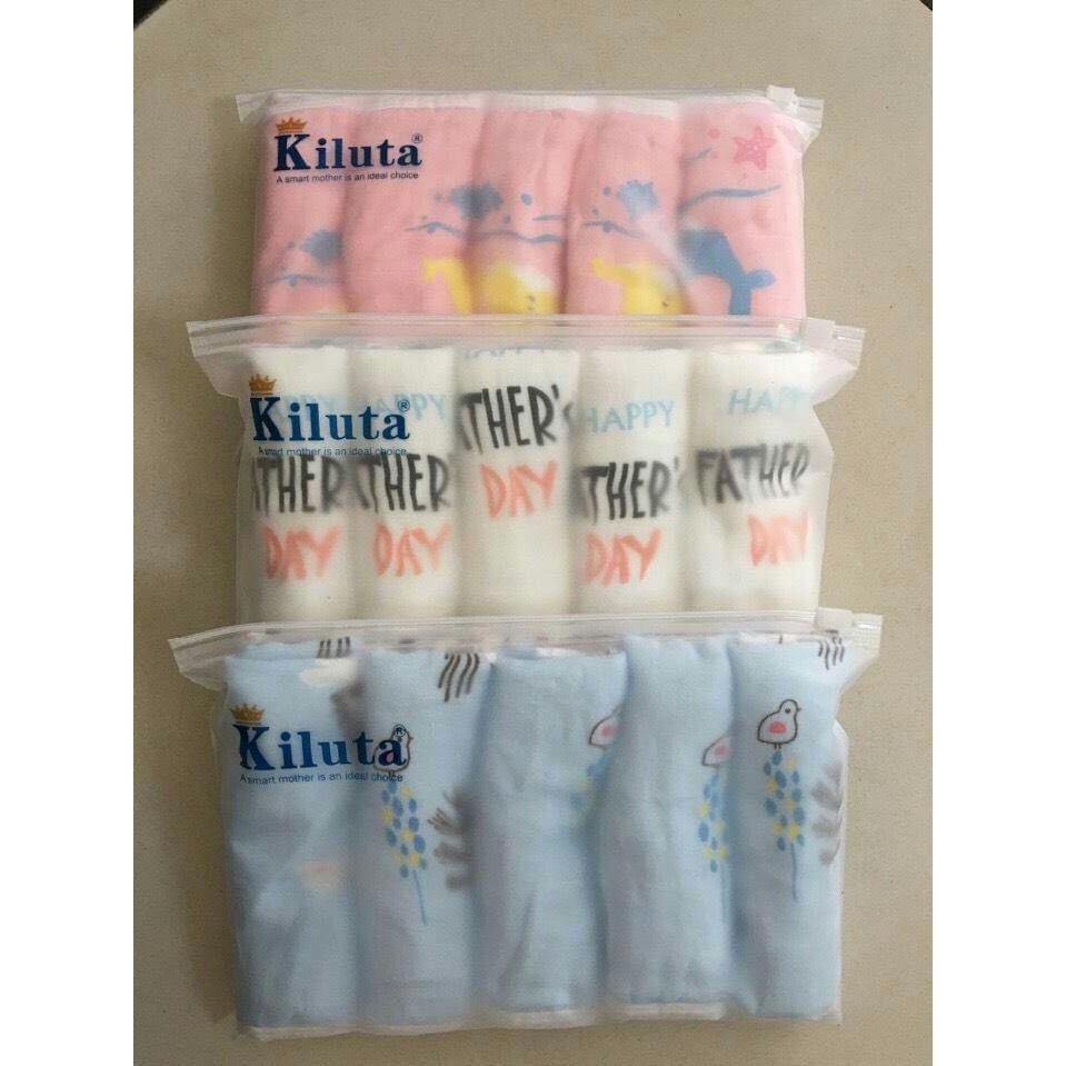 [FREE SHIP] Set 5 khăn mặt xô, bo viền 6 lớp dùng vệ sinh cho bé