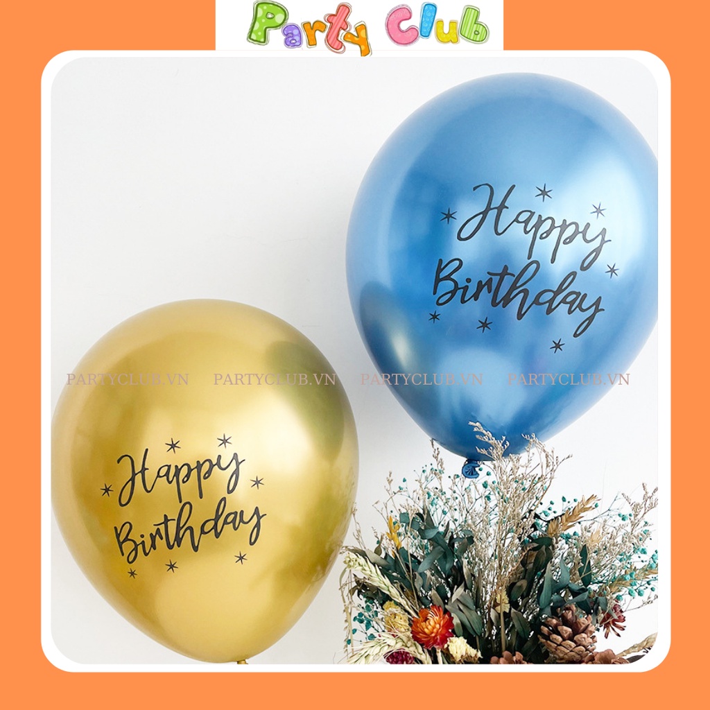 Bóng nhũ kim loại in chữ happy birtday