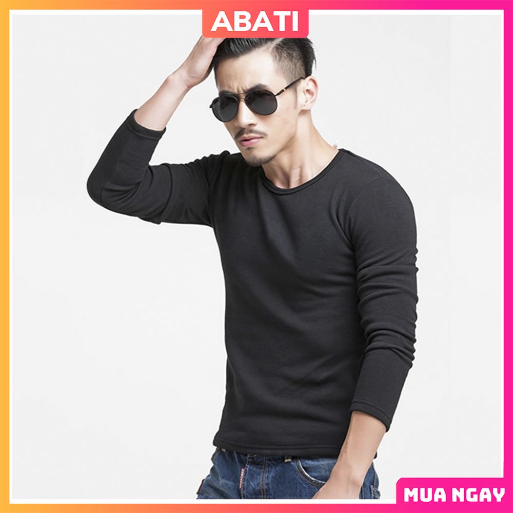 Áo giữ nhiệt tay dài nam lót nỉ ấm áp ABATI áo phông nam giữ nhiệt body tập gym đá bóng cao cấp giá rẻ