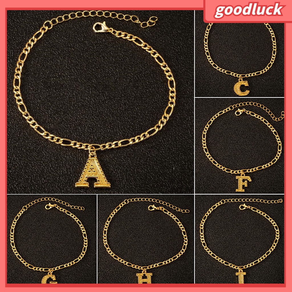 Goodluck| Lắc Chân Mạ Vàng/Bạc Mặt Hình 26 Chữ Cái Thời Trang Cho Nữ