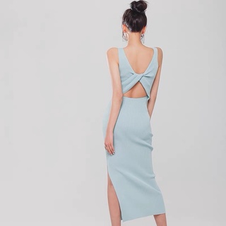 Váy len body xoắn ngực xẻ tà mang được hai kiểu hàng taobao