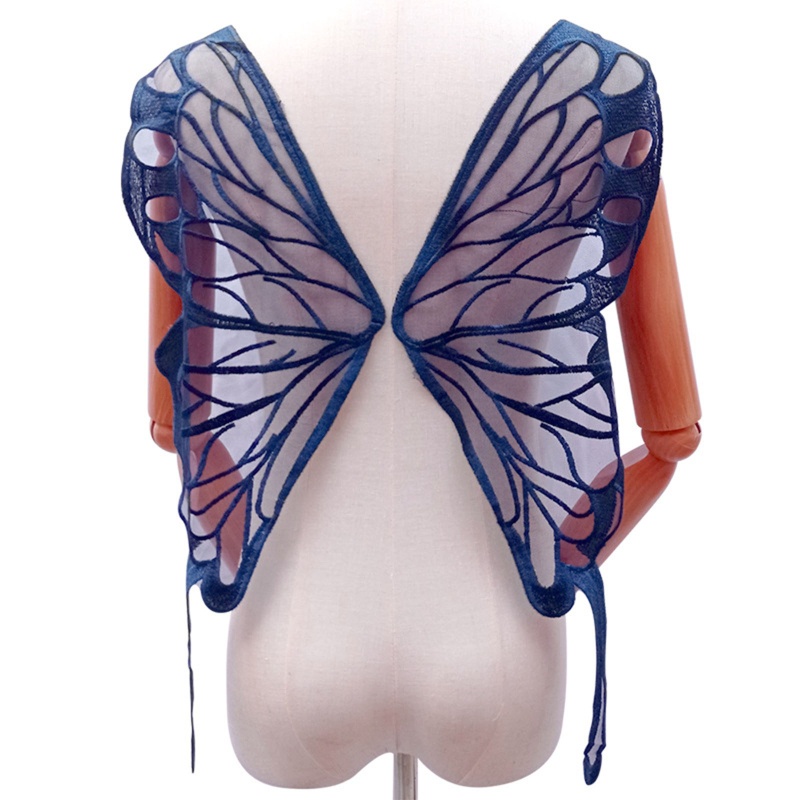 1 Cặp Miếng Vải Ren Lưới Thêu Hình Cánh Bướm Sau Lưng Dùng Trang Trí Đầm DIY