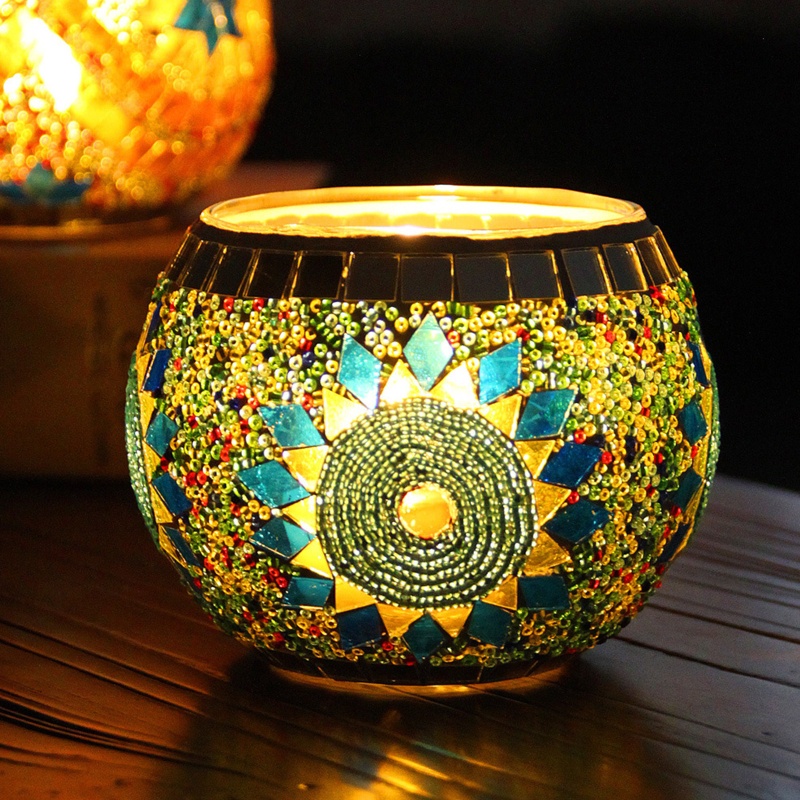 Giá Đỡ Nến Bằng Thủy Tinh Hình Hoa Hướng Dương Nhiều Màu Phong Cách Châu Âu Cổ Điển