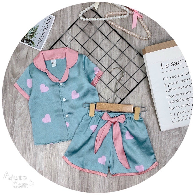 Bộ Lụa Cho Bé❤Pijama satin cao cấp  ❤️Chất cực thích✌Size 1/7 phom 10-20kg ⚡