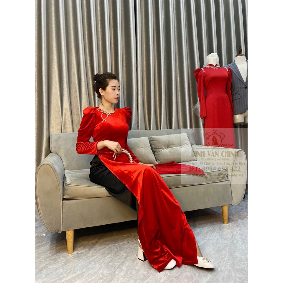 Áo dài nhung thiết kế đẹp