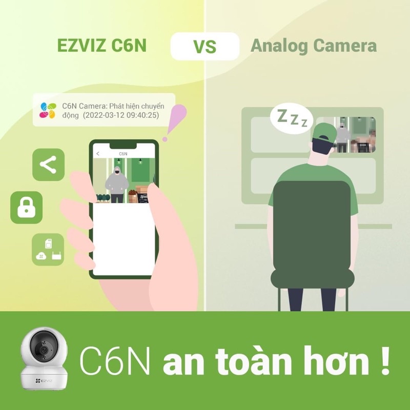 Camera WIFI trong nhà xoay 360 Ezviz C6N 2MP/4MP hàng chính hãng.