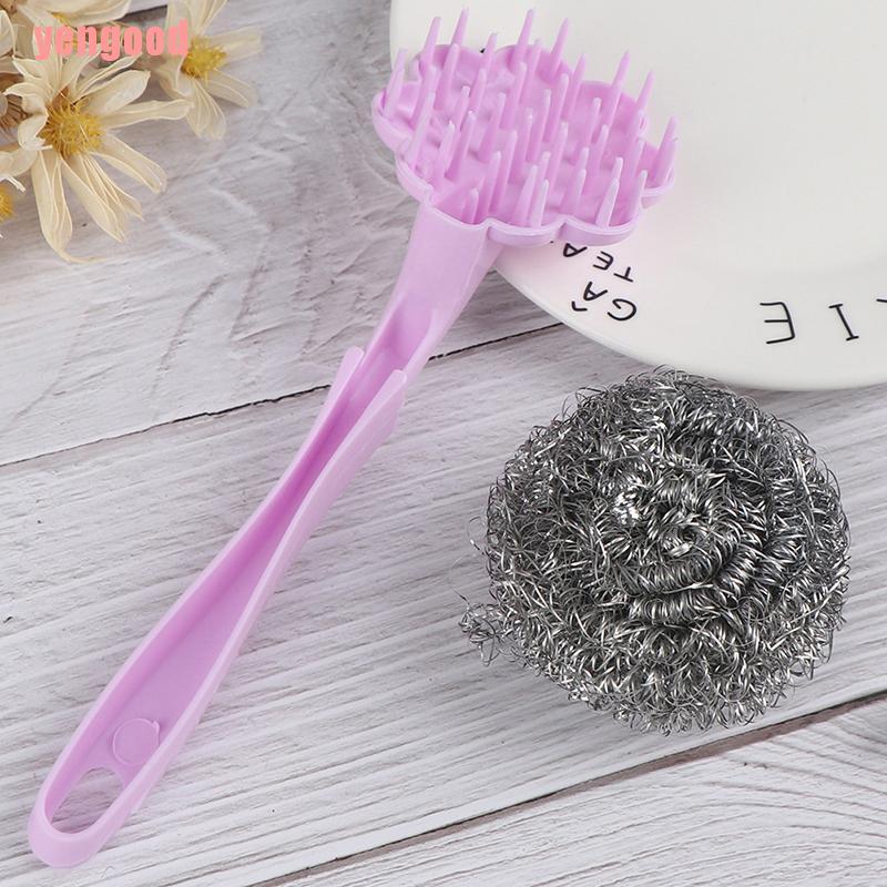 Bàn Chải Chà Nồi Bằng Thép Không Gỉ Có Tay Cầm Dài Tiện Dụng