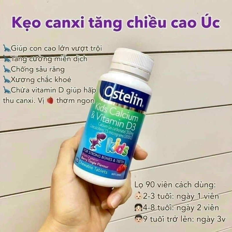 Viên Vitamin D & Calcium Ostelin Kids tăng cao cho bé