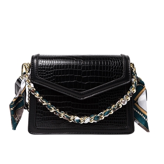 Túi Đeo Vai JASMIN NOIR Họa Tiết Da Cá Sấu Hình Vuông Nhỏ Phong Cách Retro Cho Nữ