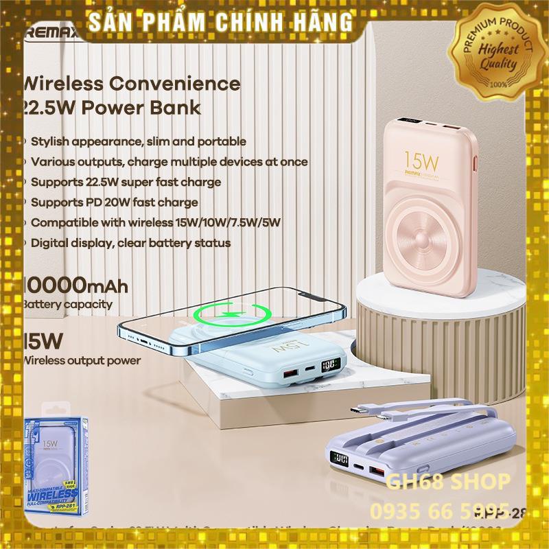 Pin sạc dự phòng sạc nhanh 22.5w Remax Mini RPP-281* 10.000mAh - Sạc Không Dây 15W (Sạc nhanh) BH 12 tháng