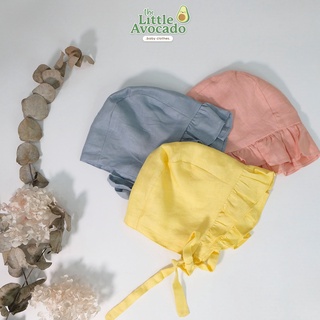 Mũ bonnet viền bèo chất liệu linen xinh xắn cho bé gái THE LITTLE AVOCADO xanh dương/vàng/hồng