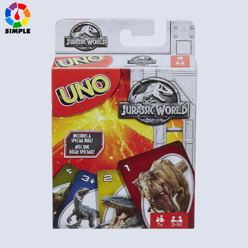 Bộ trò chơi thẻ bài UNO chủ đề Jurassic World phù hợp cho 2-10 người
