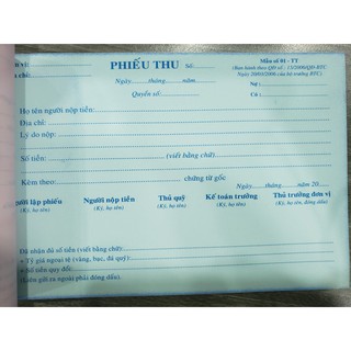 🌺[ SIÊU KHUYẾN MÃI ]Phiếu thu 2 liên/3 liên 50 bộ 13x19