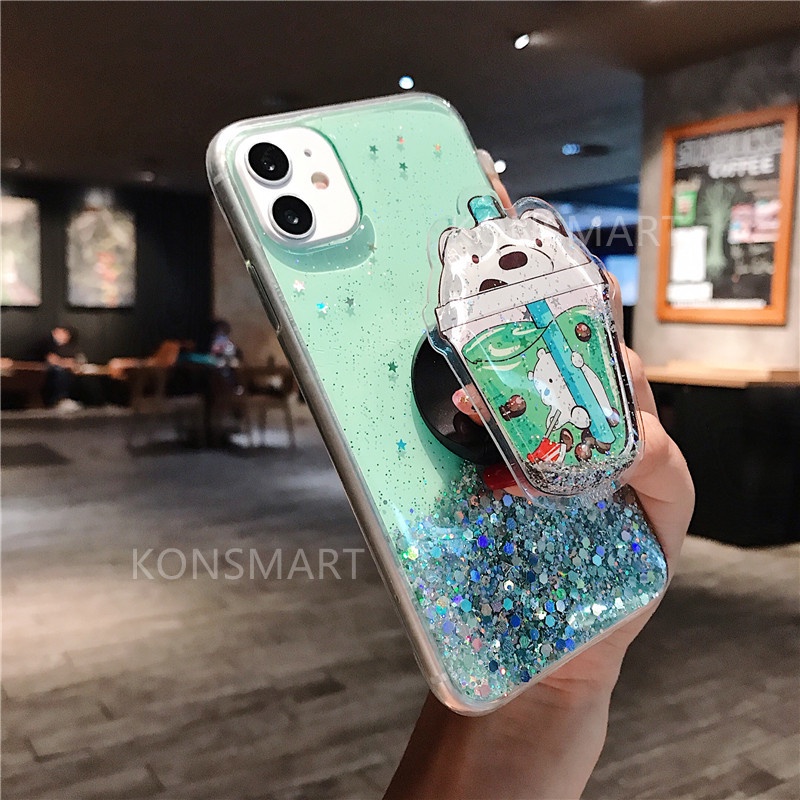 Ốp Điện Thoại Mềm Kim Tuyến Nước Có Giá Đỡ Cho Xiaomi Redmi Note 11 11S 10 9 8 Redmi10 9A 9C 9T 11T Poco M3 M4 Pro F3