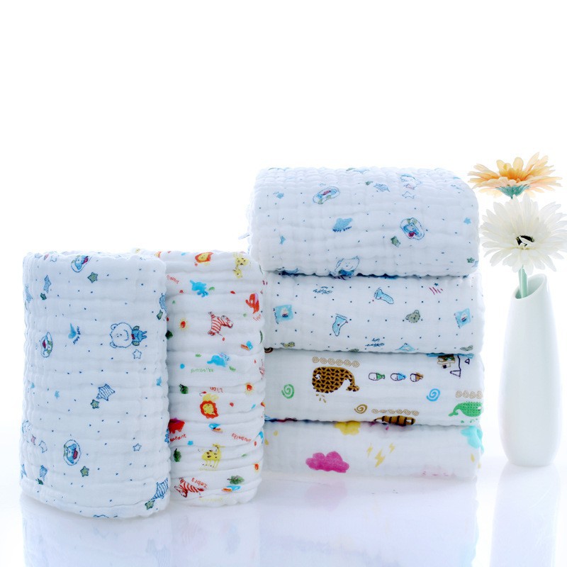 Baby bath towel 110*110cm wide edge cotton gauze six-layer summer cool blanket for infants and children