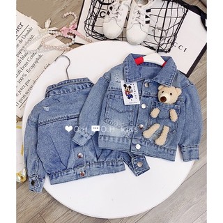 Áo Khoác Bò Jean Tặng Kèm Gấu Cho Bé Trai Bé Gái