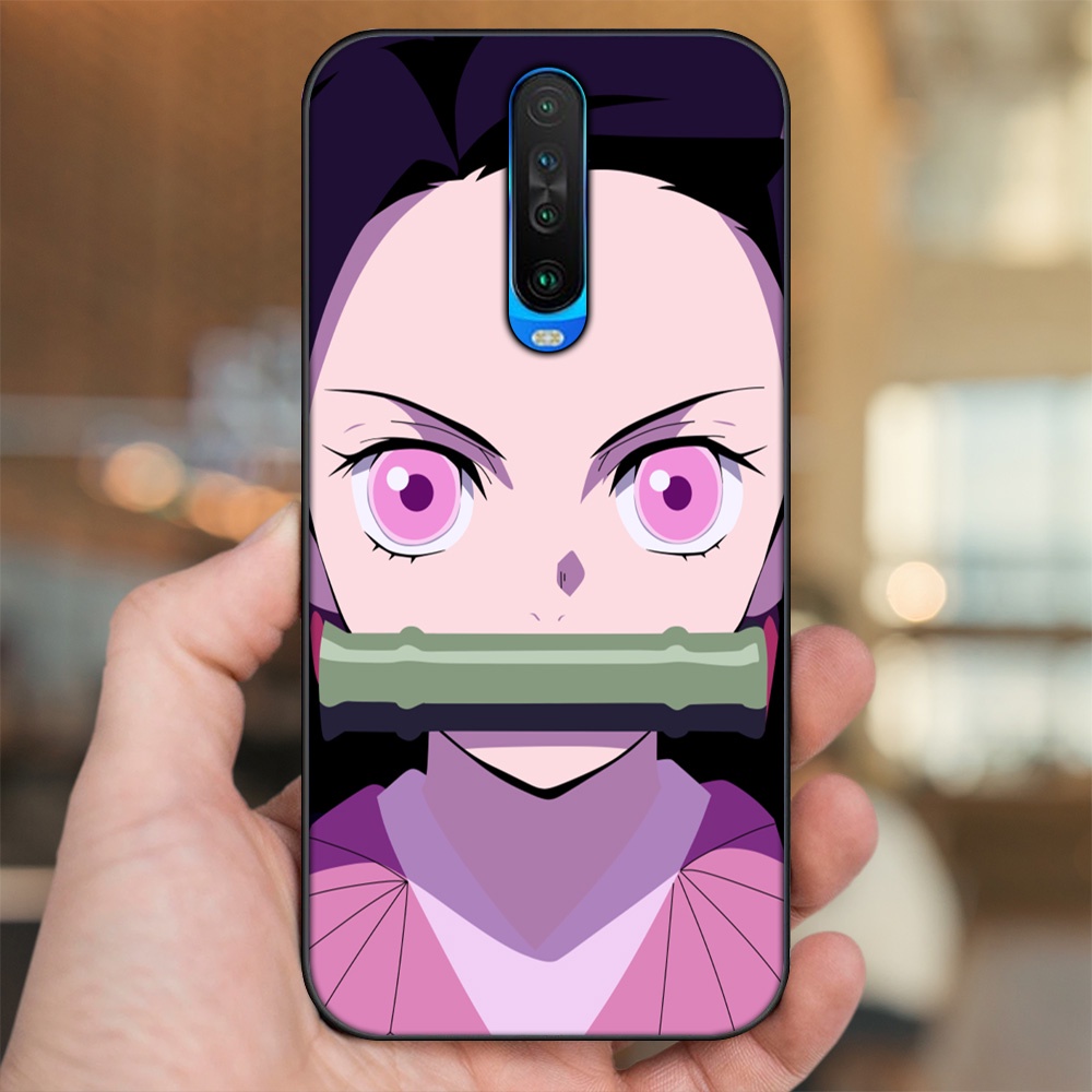 Ốp lưng Xiaomi K30 viền đen in hình Nezuko Kimetsu no Yaiba