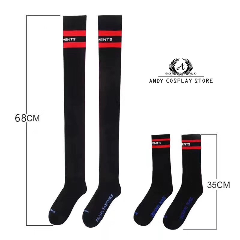 [CÓ SẴN] Tất đùi giả bốt đen viền đỏ