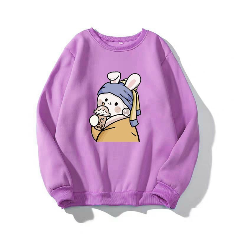 ÁO SWEATER IN CÔ GÁI TRÀ SỮA CỰC ĐẸP NHIỀU MÀU