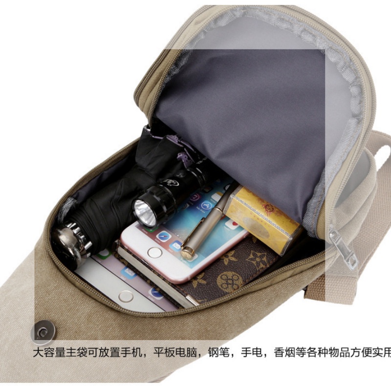 Túi Đeo Chéo Ngực Vải Canvas Chống Trộm Màu Sắc Tương Phản Sức Chứa Lớn Cho Nam