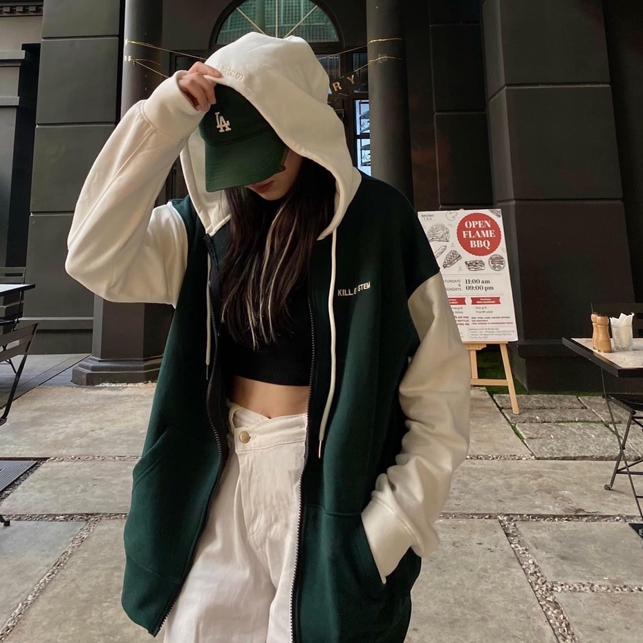 Áo khoác hoodie zip Kill System 22 MOOD nhiều màu, oversize có nón nam nữ, vải chân cua nỉ bông tay ráp lăng unisex