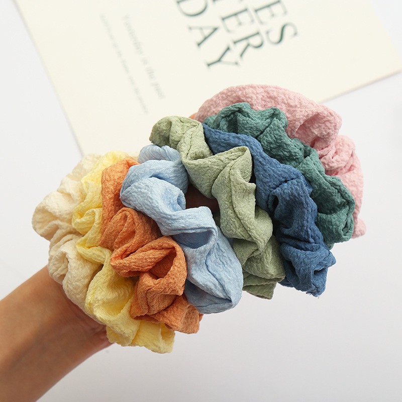 Dây buộc tóc cao su chiffon bản lớn màu kẹo dễ thương phong cách hàn quốc dành cho nữ